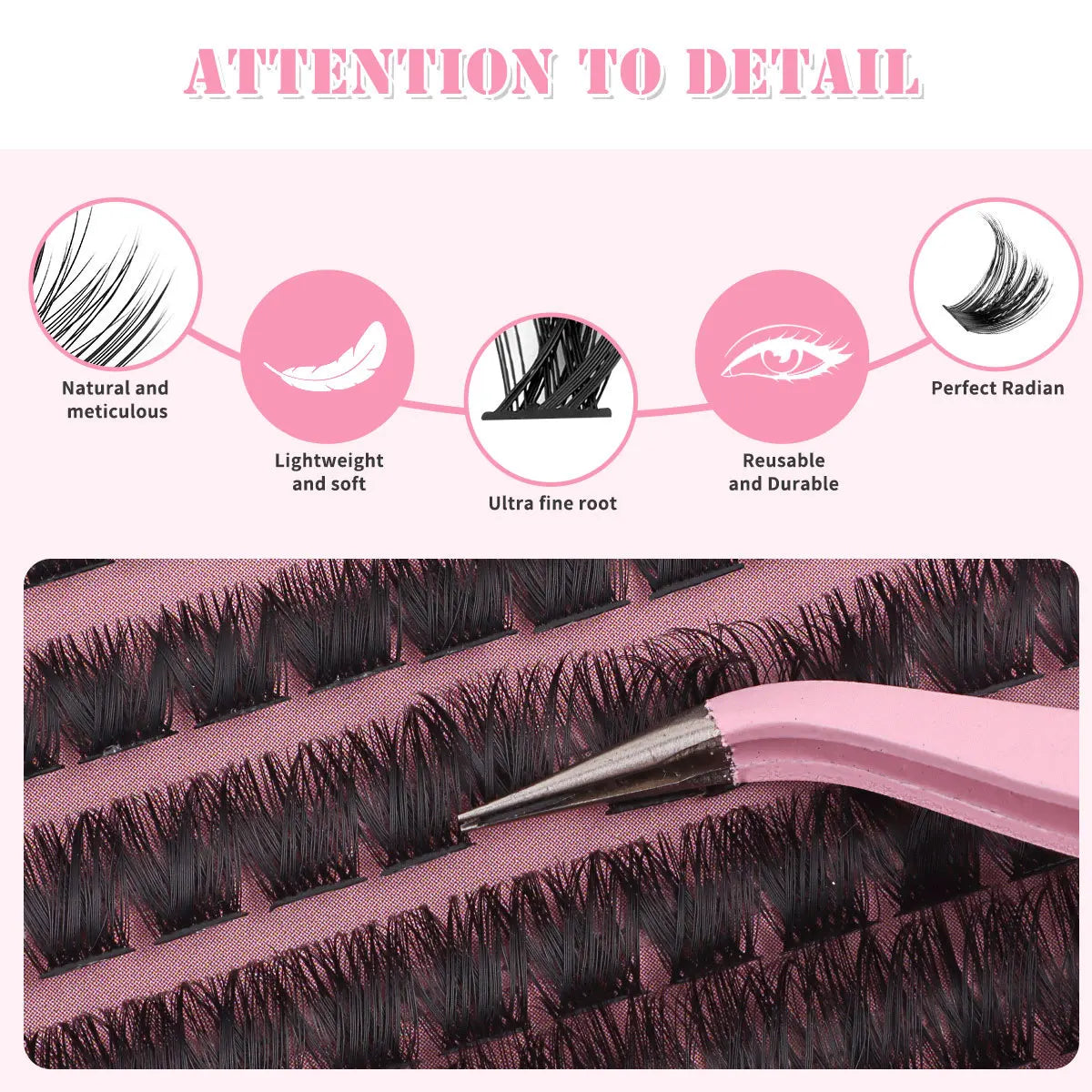MJ 640pcs DIY Cluster Lash Kit – 30D/40D/50D/60D Pre-Made Fans
