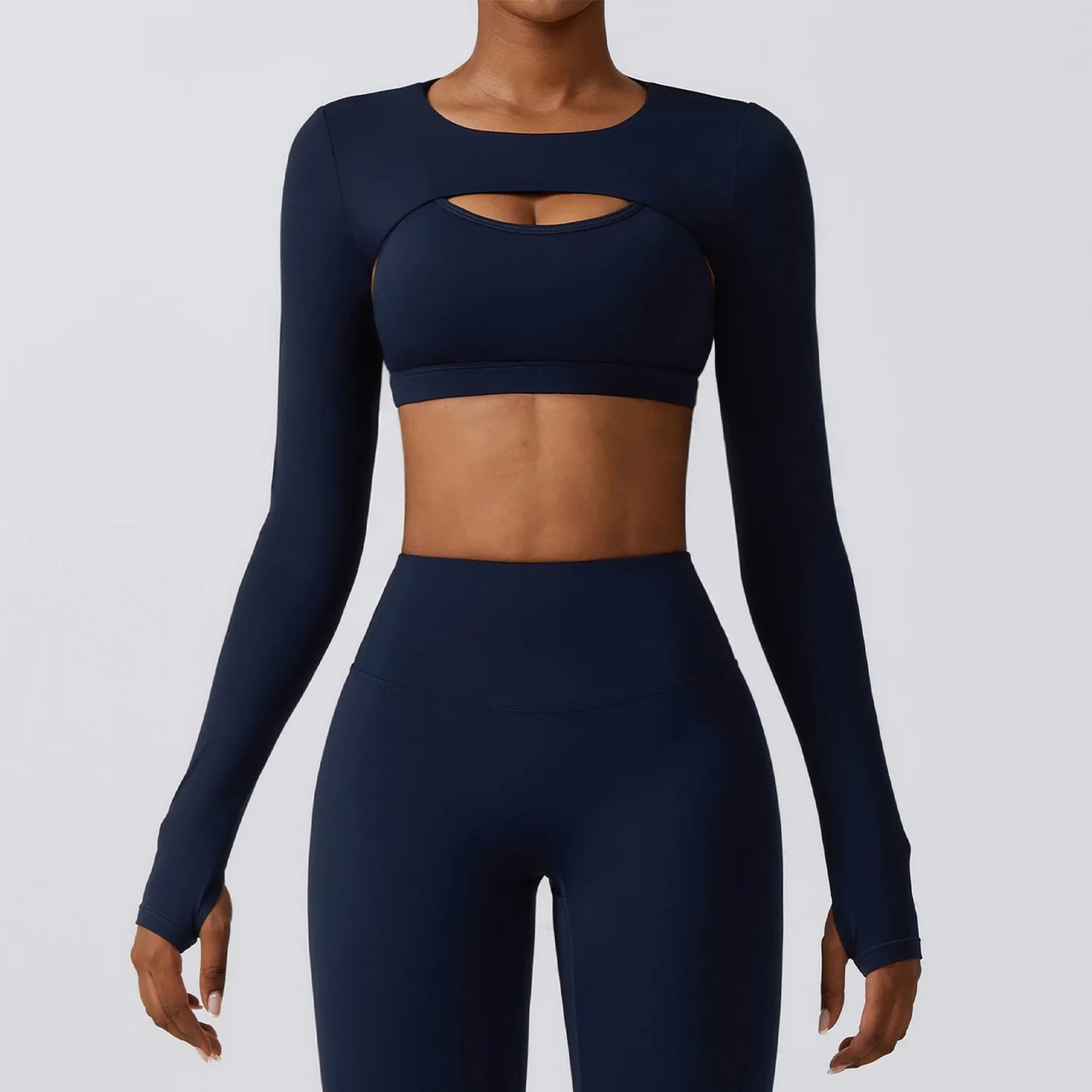 Long-Sleeve Breathable Crop Top