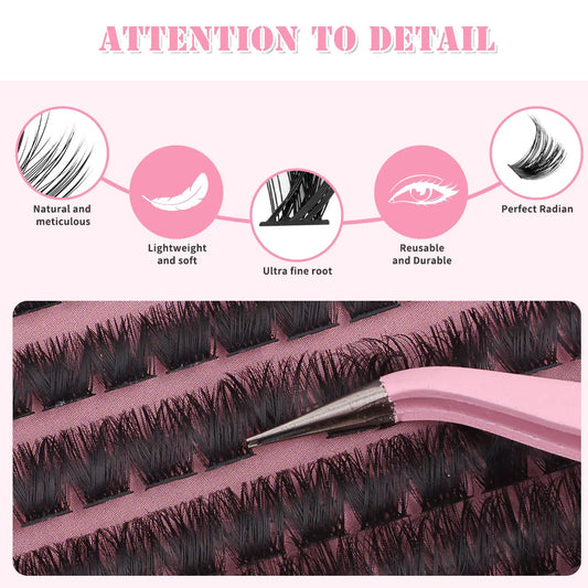 MJ 640pcs DIY Cluster Lash Kit – 30D/40D/50D/60D Pre-Made Fans