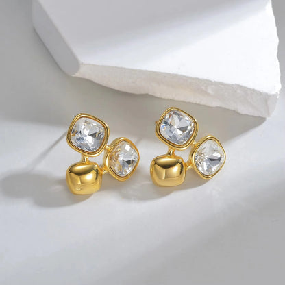 Stainless Steel Natural Stone Stud Earrings & Choker Necklace Set