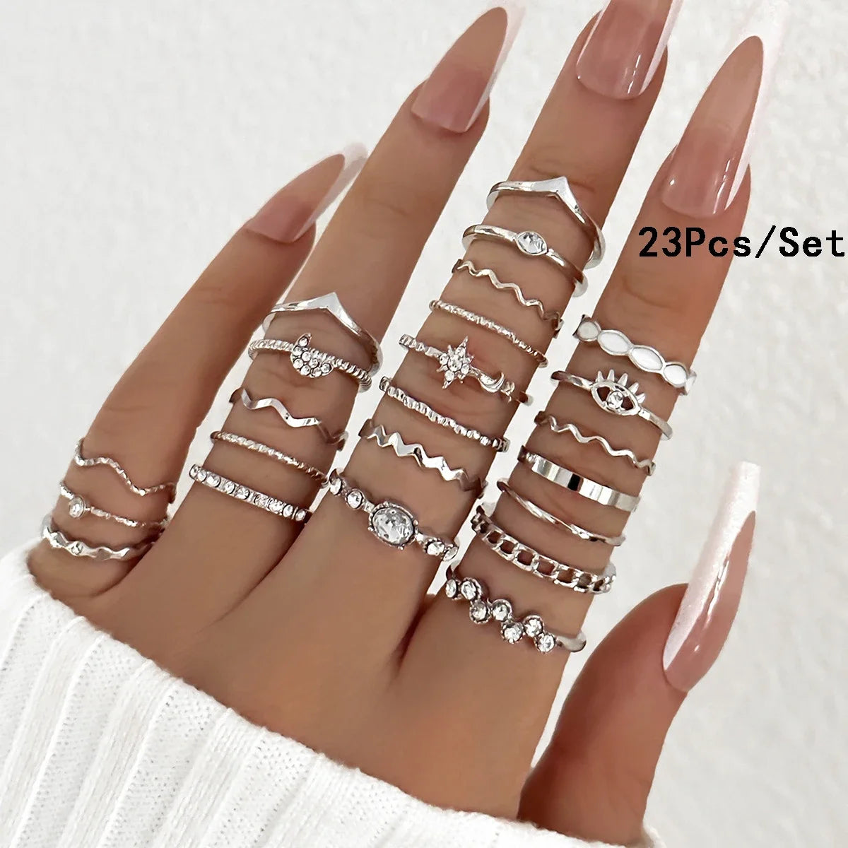 30-Piece Bohemian Geometric Knuckle Ring Set — Gold & Silver Tone