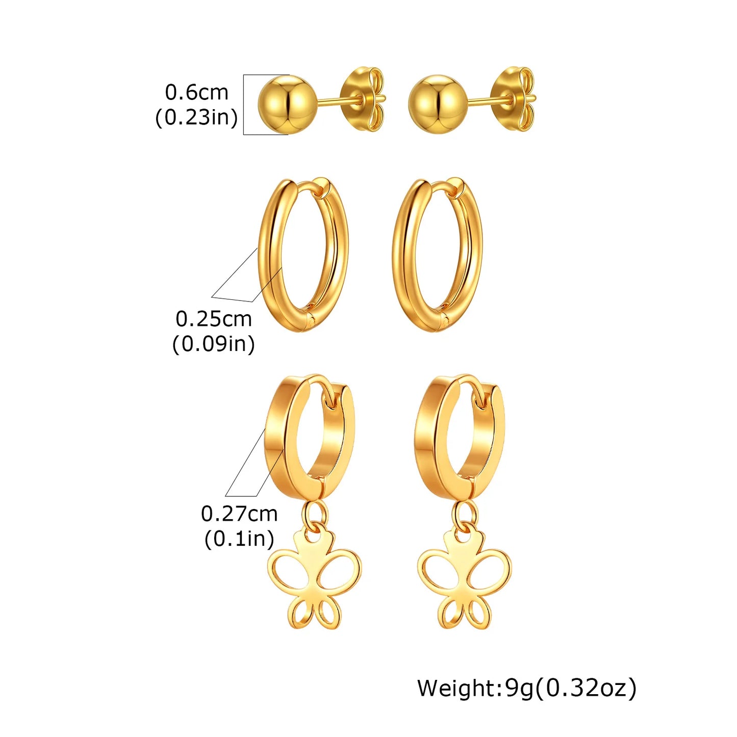 VNOX 6PCS Gold Earrings Set