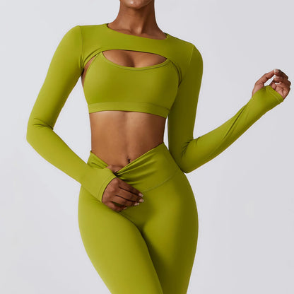 Long-Sleeve Breathable Crop Top