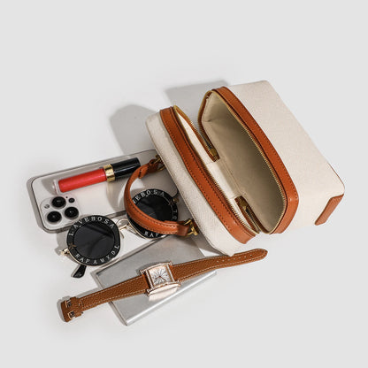 Retro French Canvas & PU Shoulder Bag