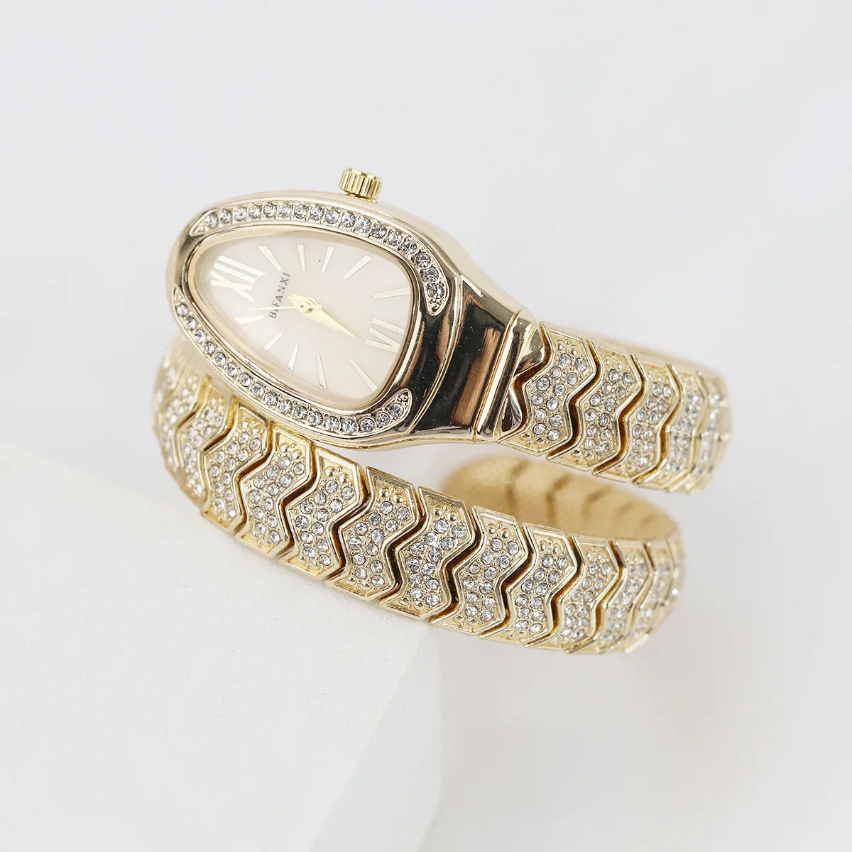 Snake-Design Full-Diamond Bling Luxury Quartz Watch