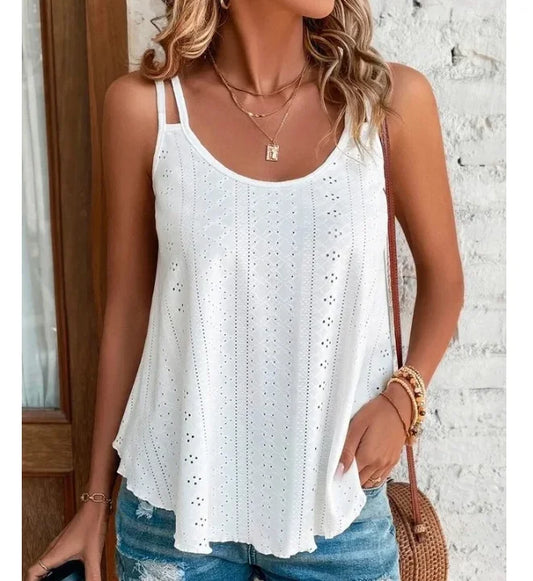 Large Big Women Leisure Simple Boho Camis Tops Women's Hollow Out Top Pullovers New Summer Blouse Casual Beach Shirts Clothing