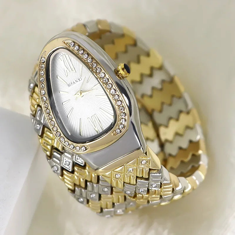 Luxury Snake-Design Stainless Steel Quartz Watch