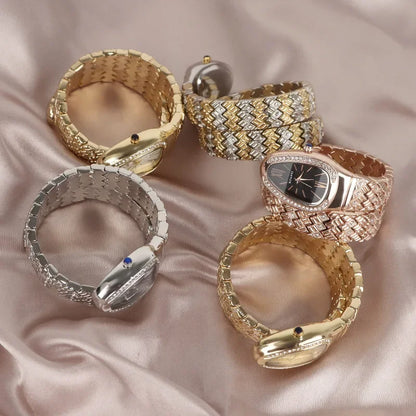 Luxury Snake-Design Stainless Steel Quartz Watch