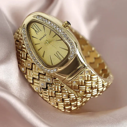 Luxury Snake-Design Stainless Steel Quartz Watch
