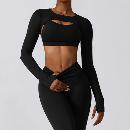 Long-Sleeve Breathable Crop Top