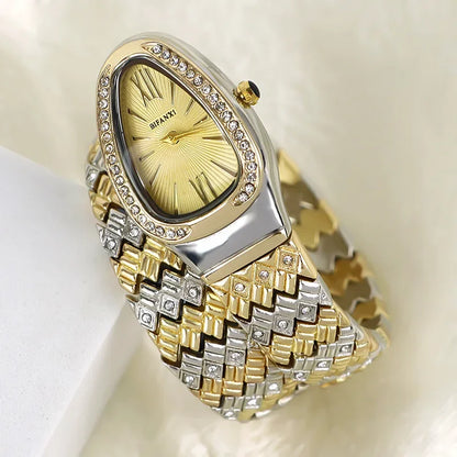 Luxury Snake-Design Stainless Steel Quartz Watch