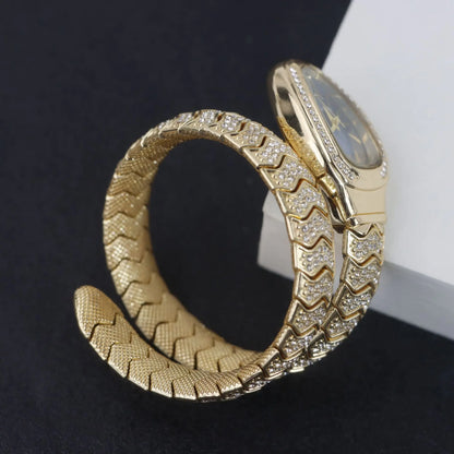Snake-Design Full-Diamond Bling Luxury Quartz Watch
