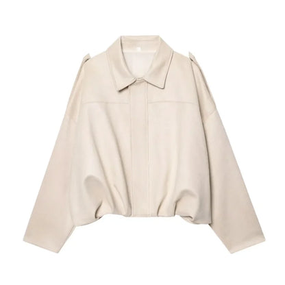 Oversized Suede Bomber Jacket