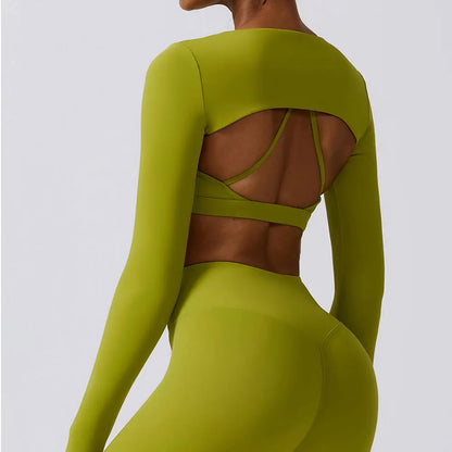 Long-Sleeve Breathable Crop Top