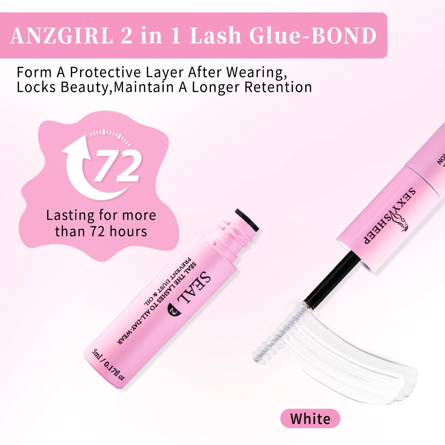 Lash Bond & Seal Kit 10 ml + Remover 5 ml – Super Strong Hold Eyelash Glue & Sealant for Individual Extensions