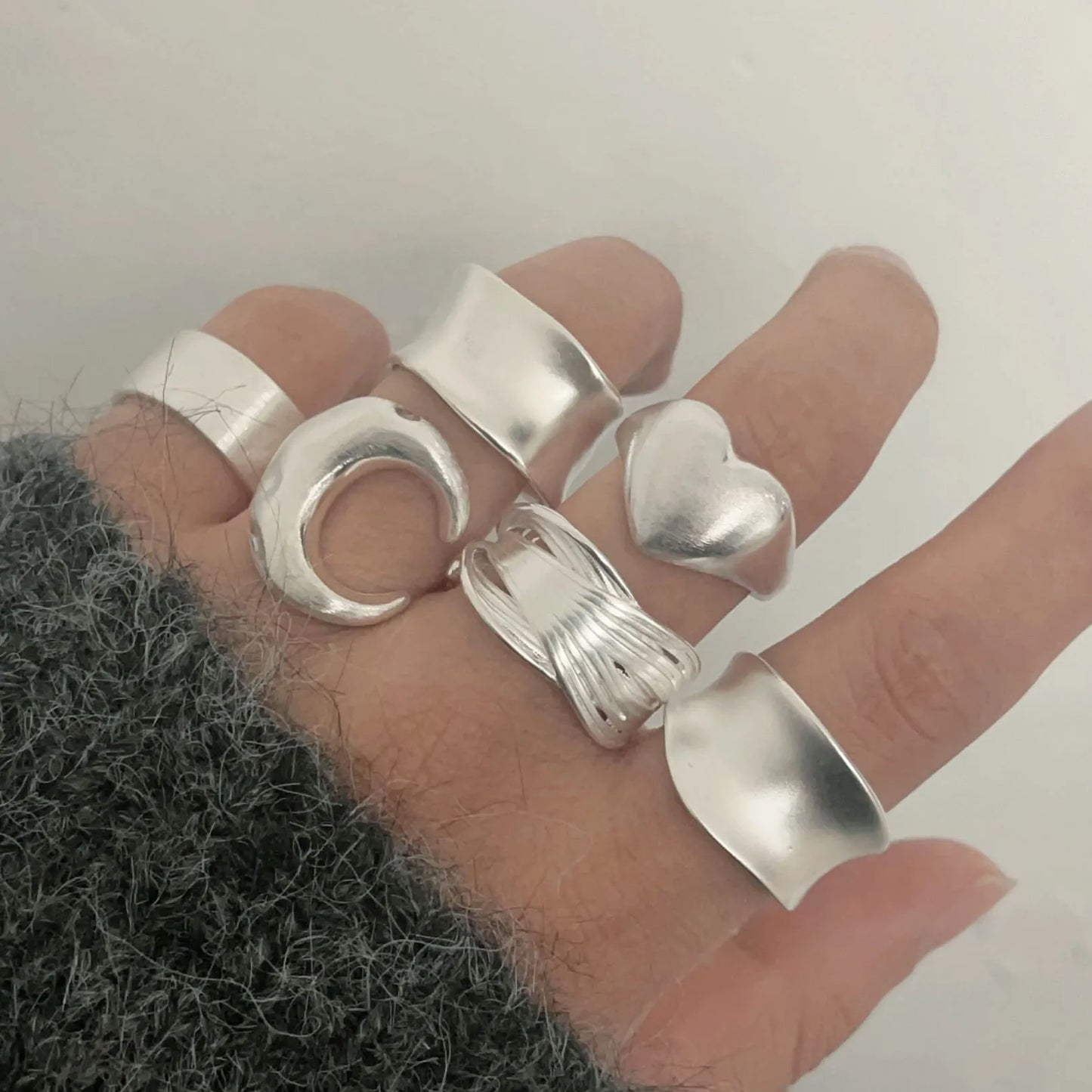 6pcs Silver Rings