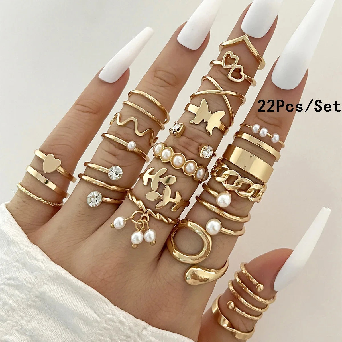 30-Piece Bohemian Geometric Knuckle Ring Set — Gold & Silver Tone
