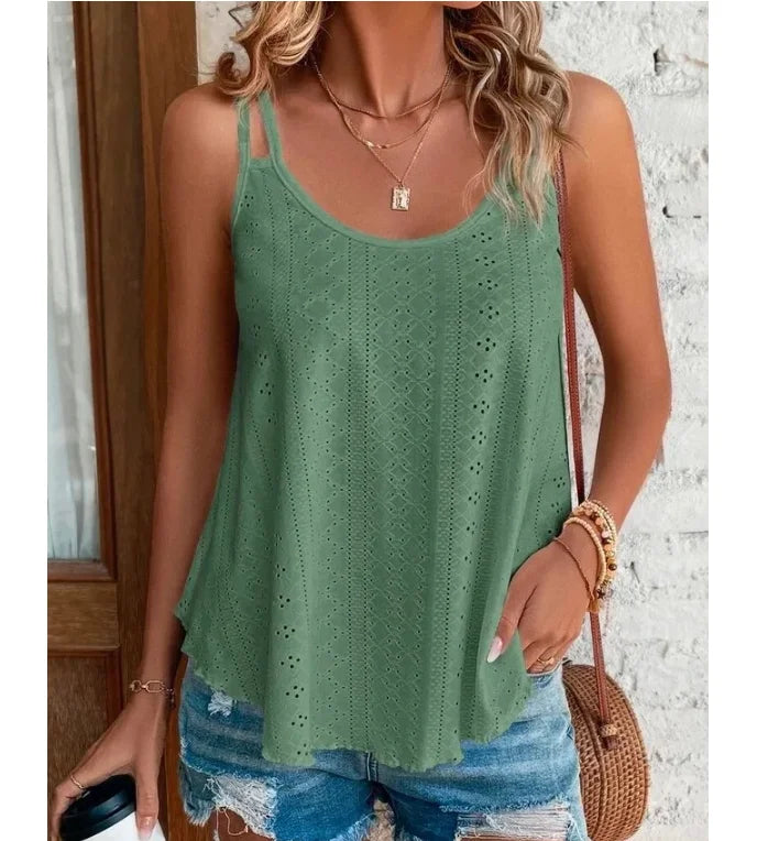 Large Big Women Leisure Simple Boho Camis Tops Women's Hollow Out Top Pullovers New Summer Blouse Casual Beach Shirts Clothing