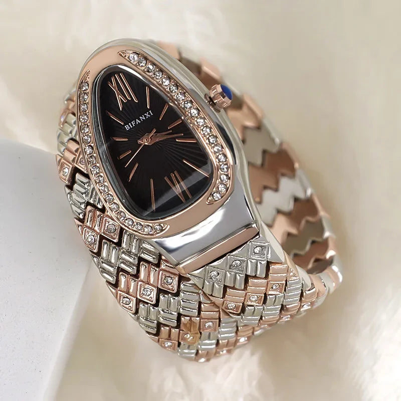 Luxury Snake-Design Stainless Steel Quartz Watch