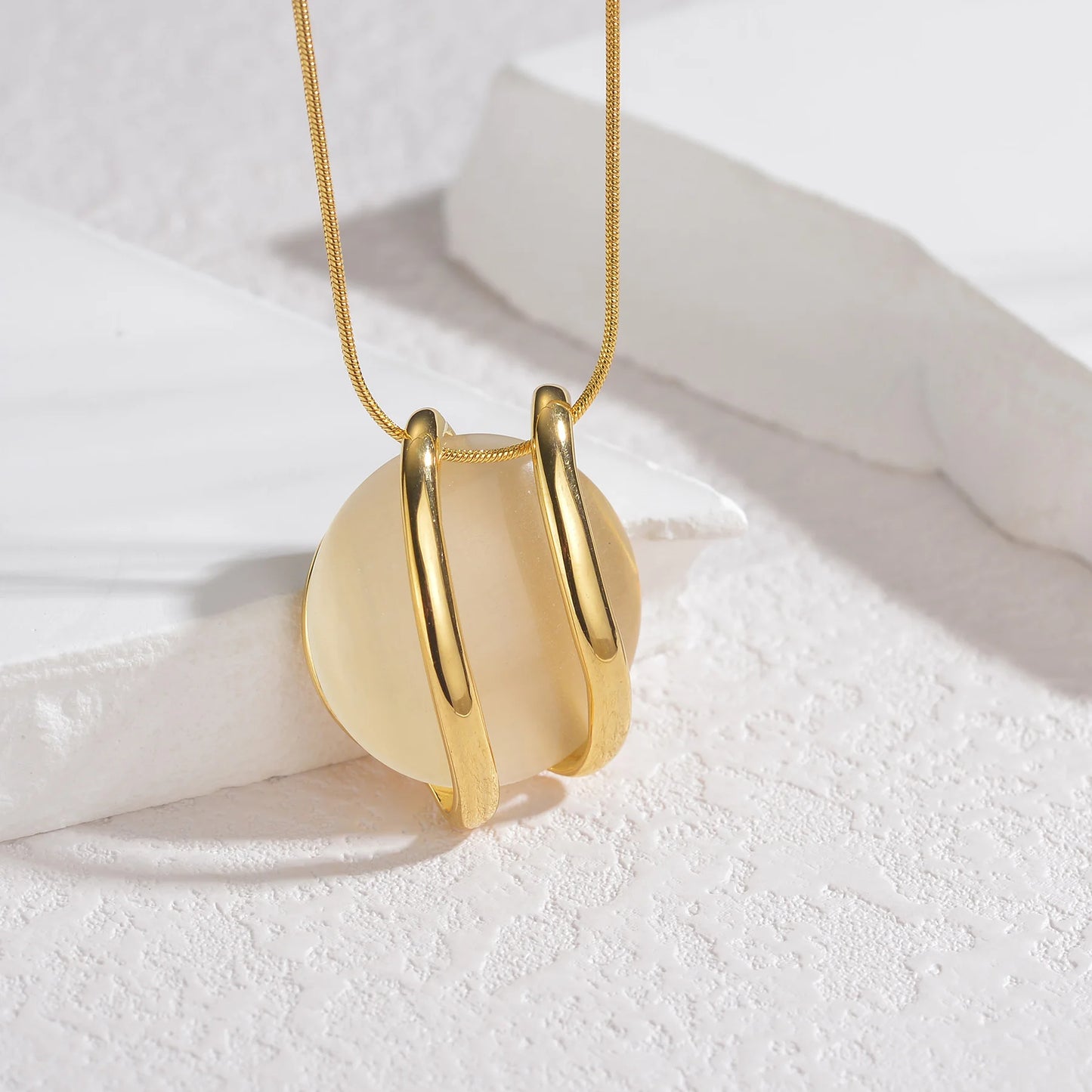 Stainless Steel Natural Stone Stud Earrings & Choker Necklace Set