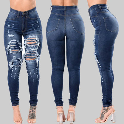 High Waist Ripped Skinny Jeans – Stretch Fit