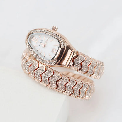 Snake-Design Full-Diamond Bling Luxury Quartz Watch