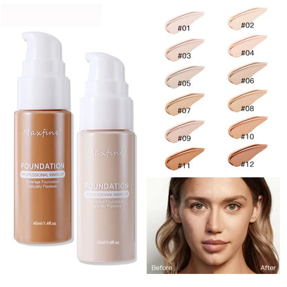 Waterproof Liquid Foundation & Concealer – Sweat-Resistant Professional Finish