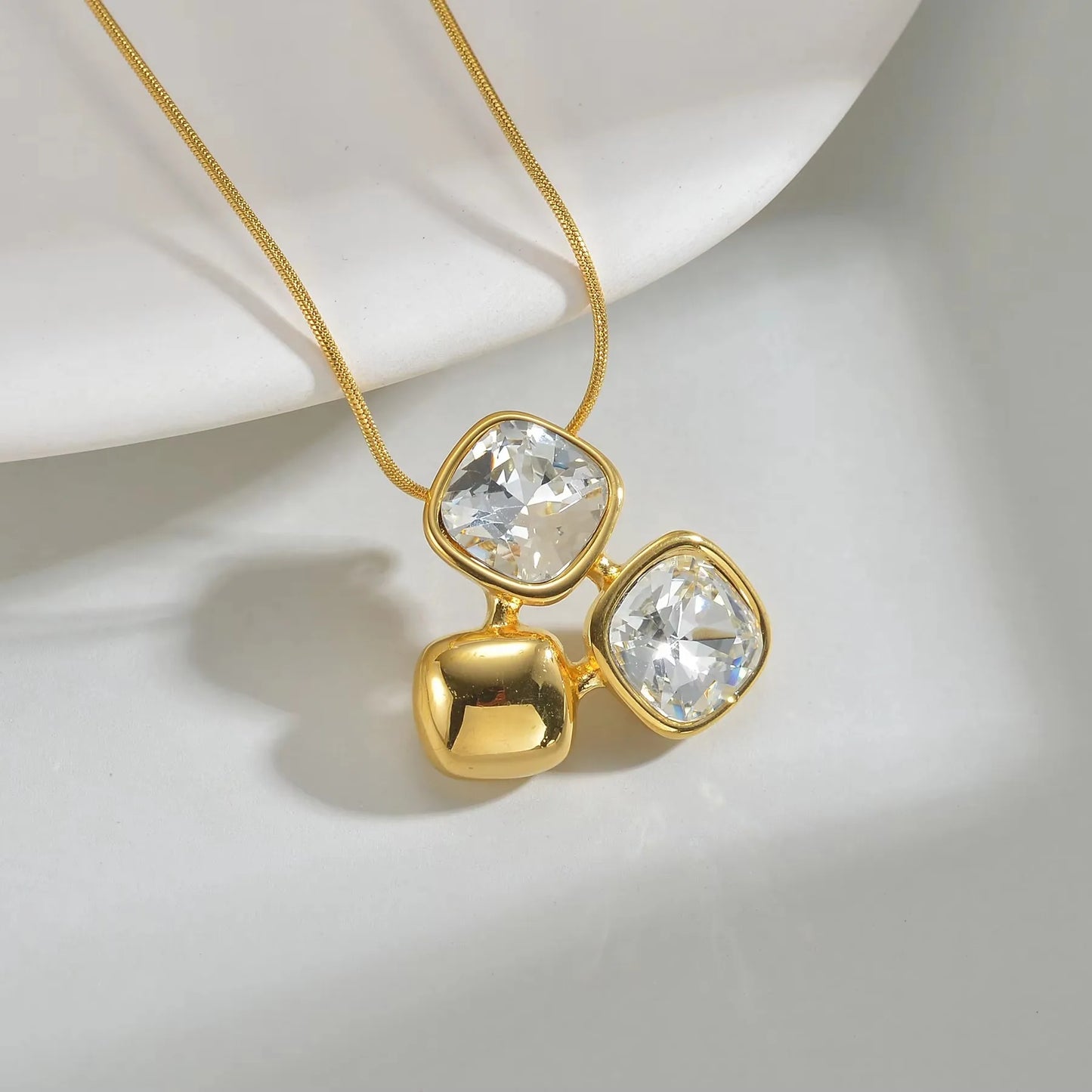 Stainless Steel Natural Stone Stud Earrings & Choker Necklace Set