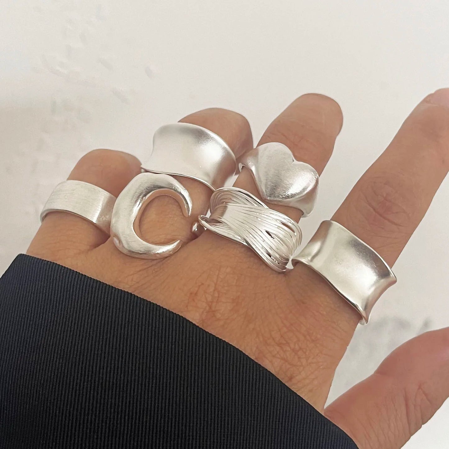 6pcs Silver Rings