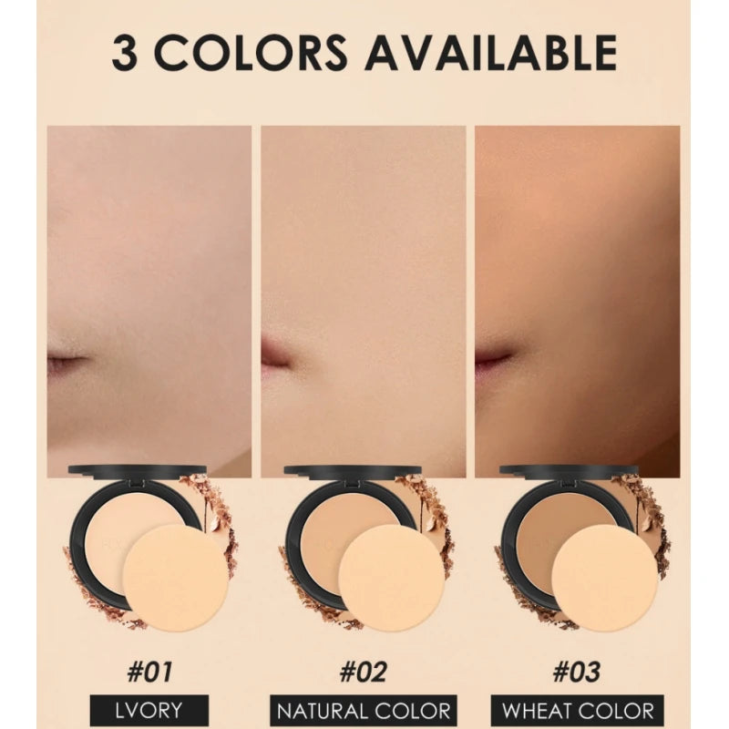 Focallure 3-Color Pressed Powder — Oil Control & Brightening Makeup