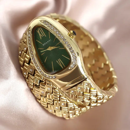 Luxury Snake-Design Stainless Steel Quartz Watch