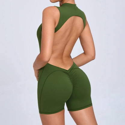 Back‑Scrunch Sleeveless Gym Bodysuit