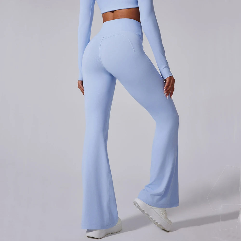 Women High Waist Flared Leggings Gym Fitness