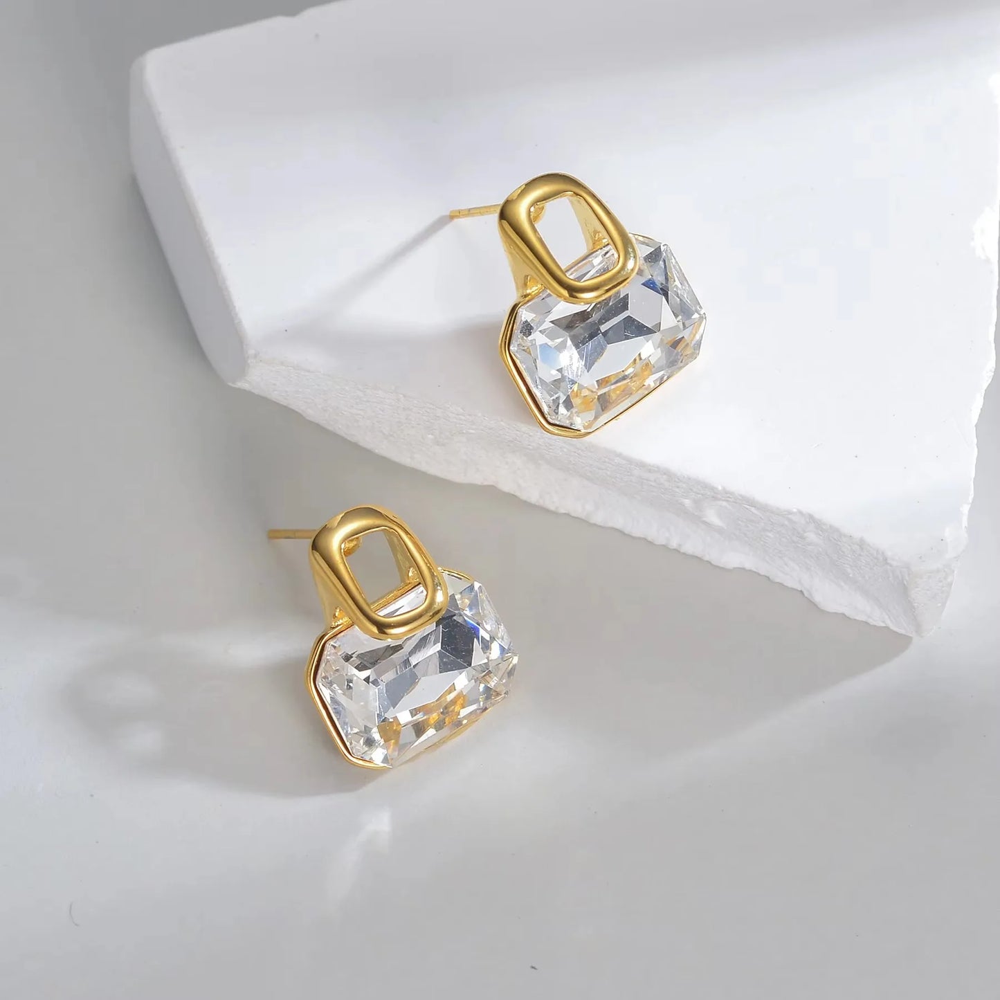 Stainless Steel Natural Stone Stud Earrings & Choker Necklace Set