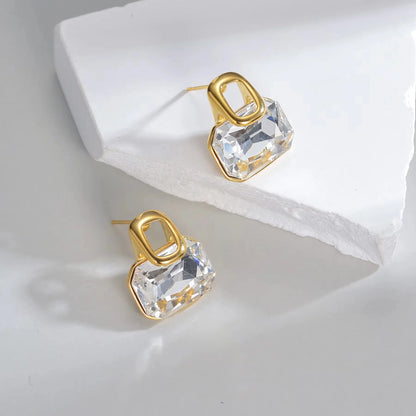 Stainless Steel Natural Stone Stud Earrings & Choker Necklace Set