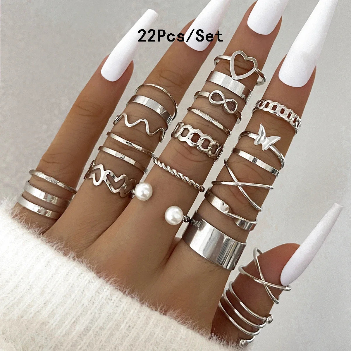 30-Piece Bohemian Geometric Knuckle Ring Set — Gold & Silver Tone