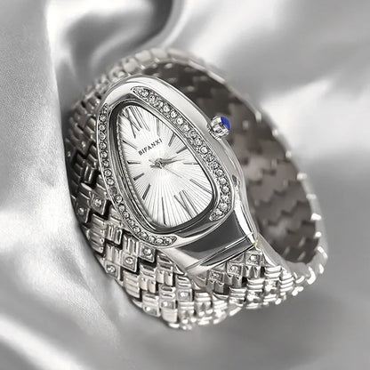 Luxury Snake-Design Stainless Steel Quartz Watch