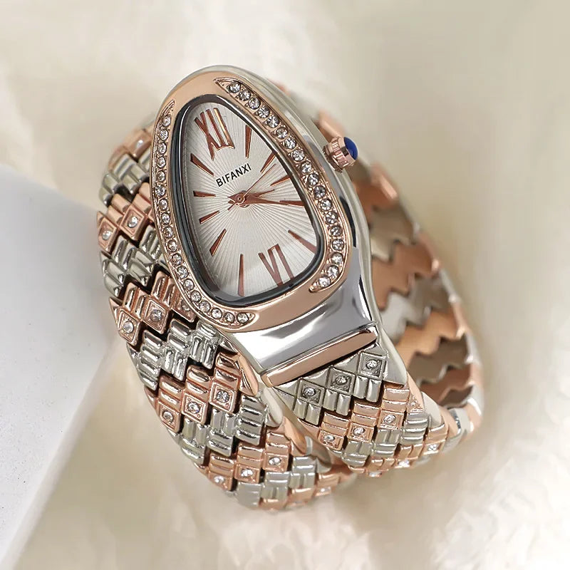 Luxury Snake-Design Stainless Steel Quartz Watch