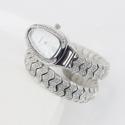 Snake-Design Full-Diamond Bling Luxury Quartz Watch
