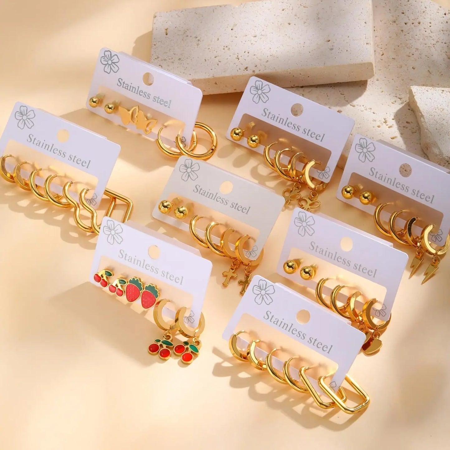 VNOX 6PCS Gold Earrings Set