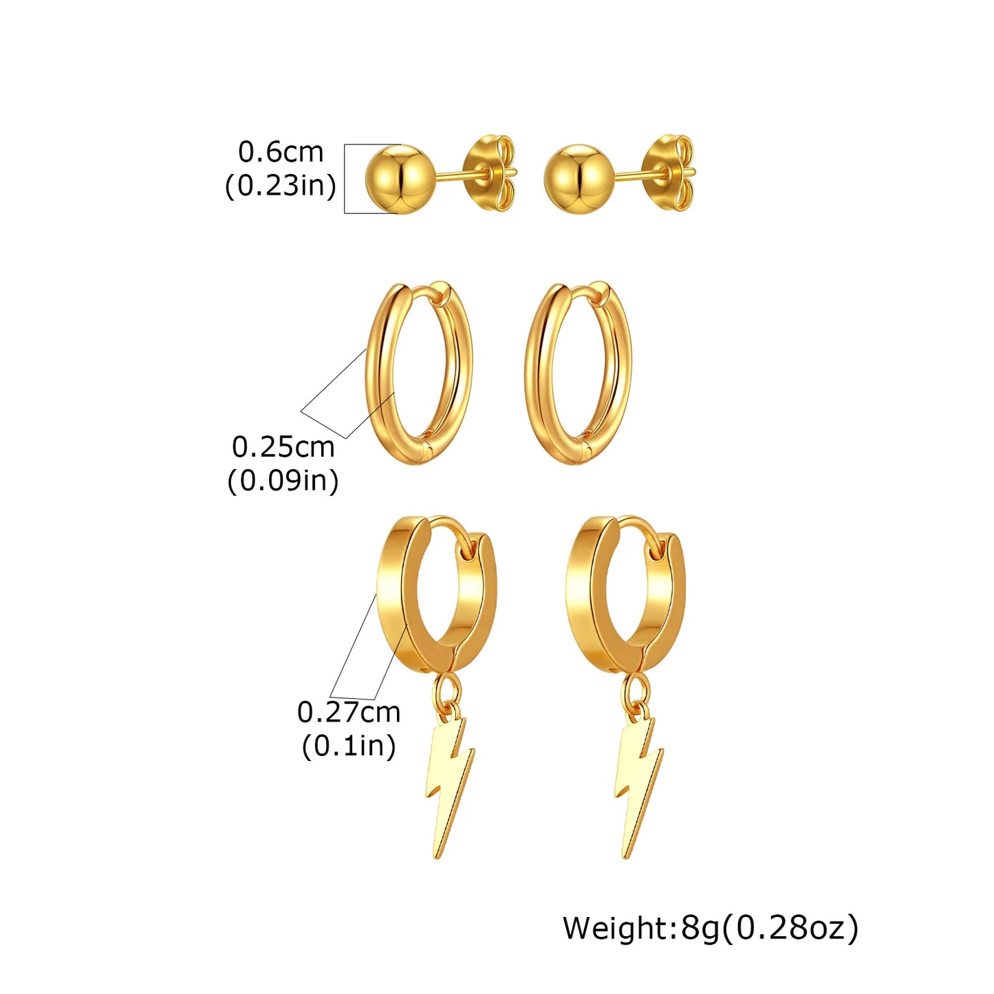 VNOX 6PCS Gold Earrings Set