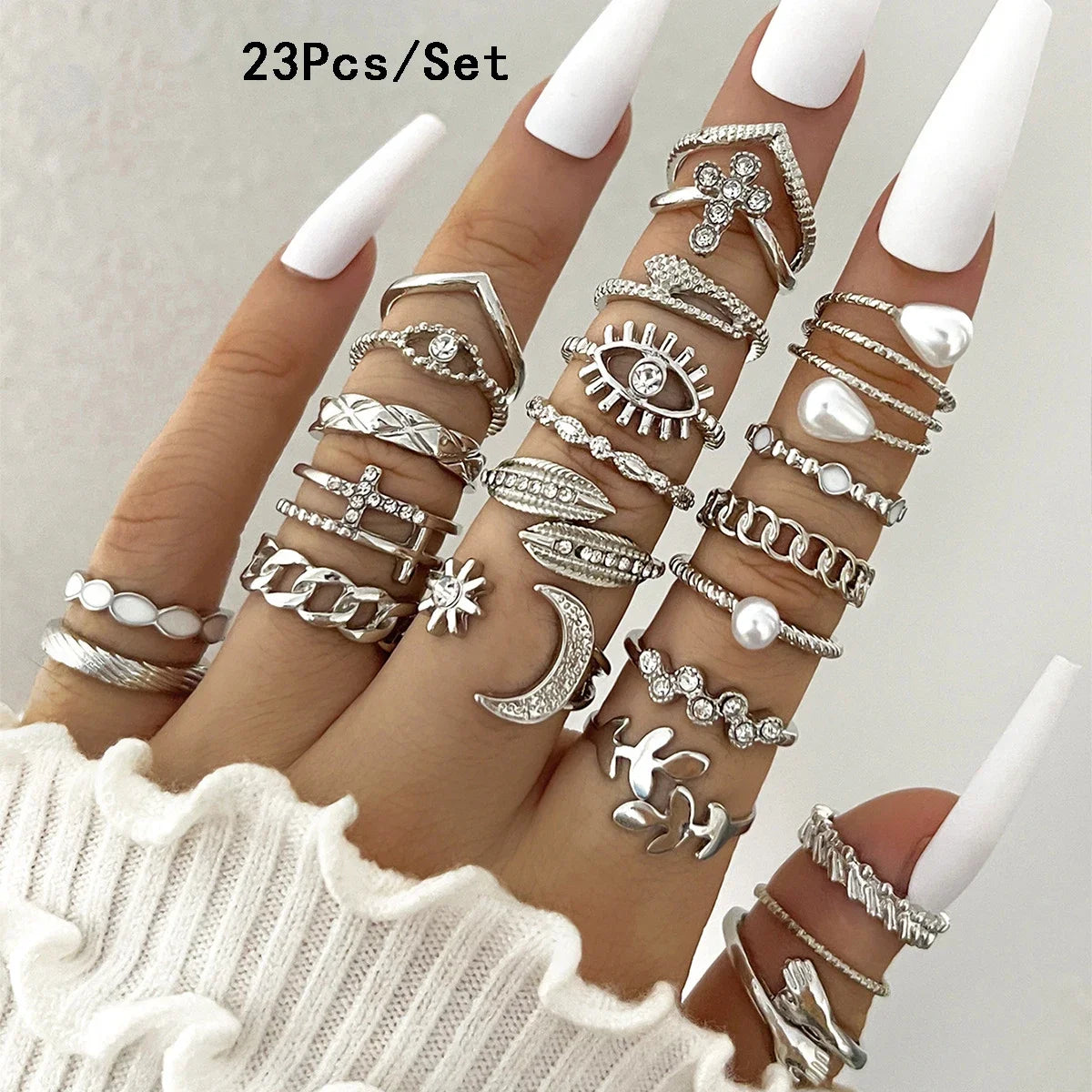 30-Piece Bohemian Geometric Knuckle Ring Set — Gold & Silver Tone