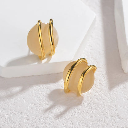 Stainless Steel Natural Stone Stud Earrings & Choker Necklace Set