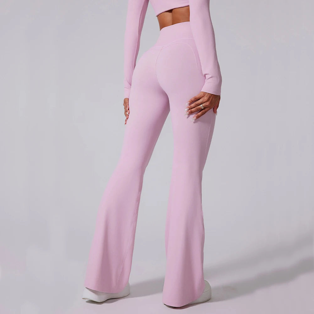 Women High Waist Flared Leggings Gym Fitness