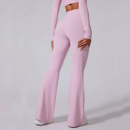 Women High Waist Flared Leggings Gym Fitness