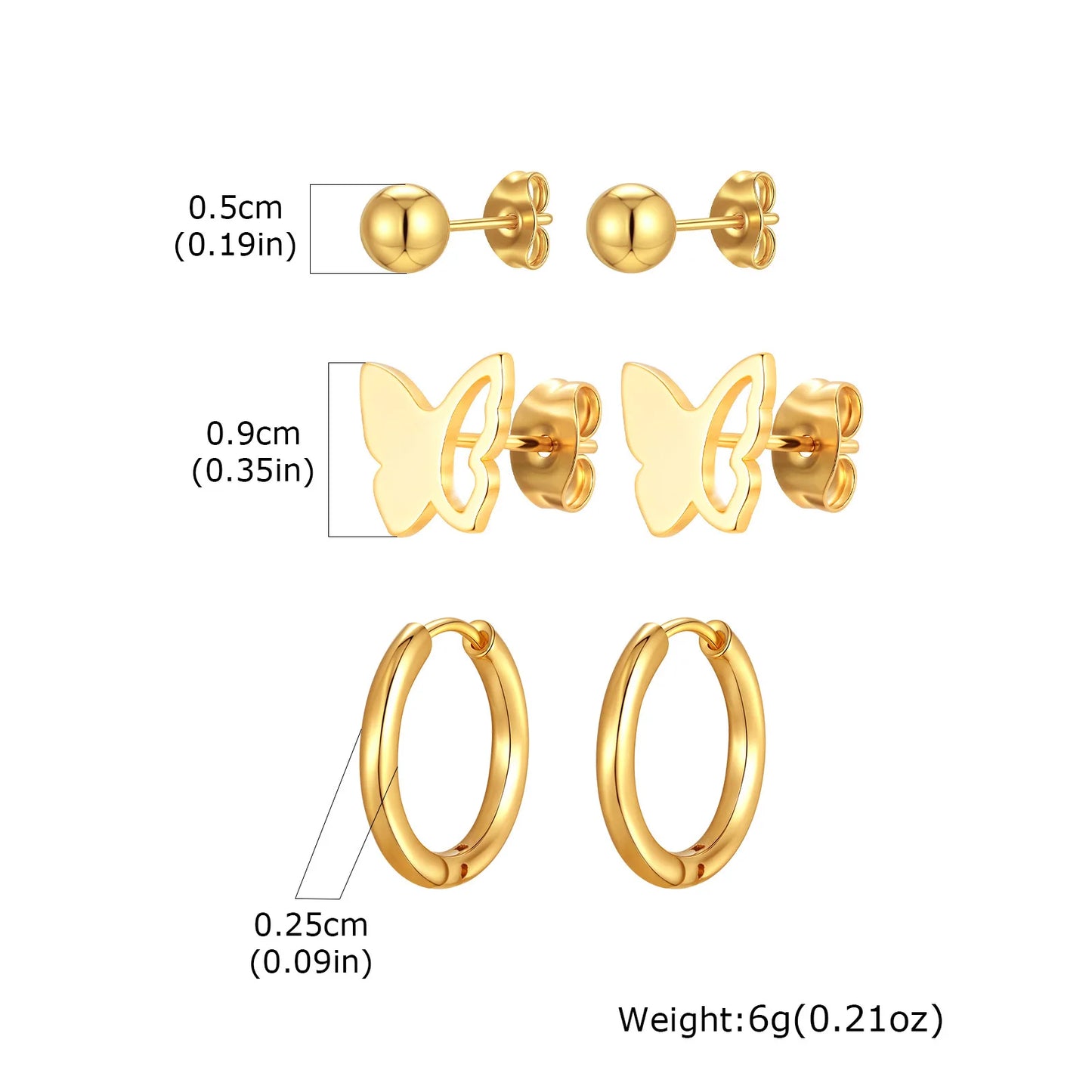 VNOX 6PCS Gold Earrings Set