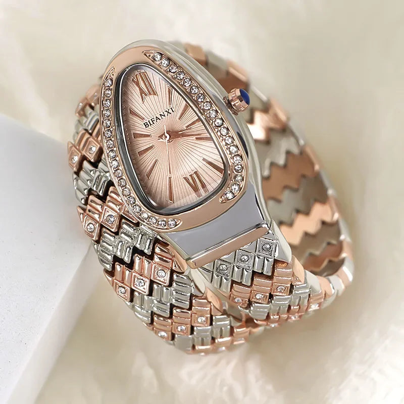 Luxury Snake-Design Stainless Steel Quartz Watch