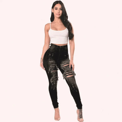 High Waist Ripped Skinny Jeans – Stretch Fit