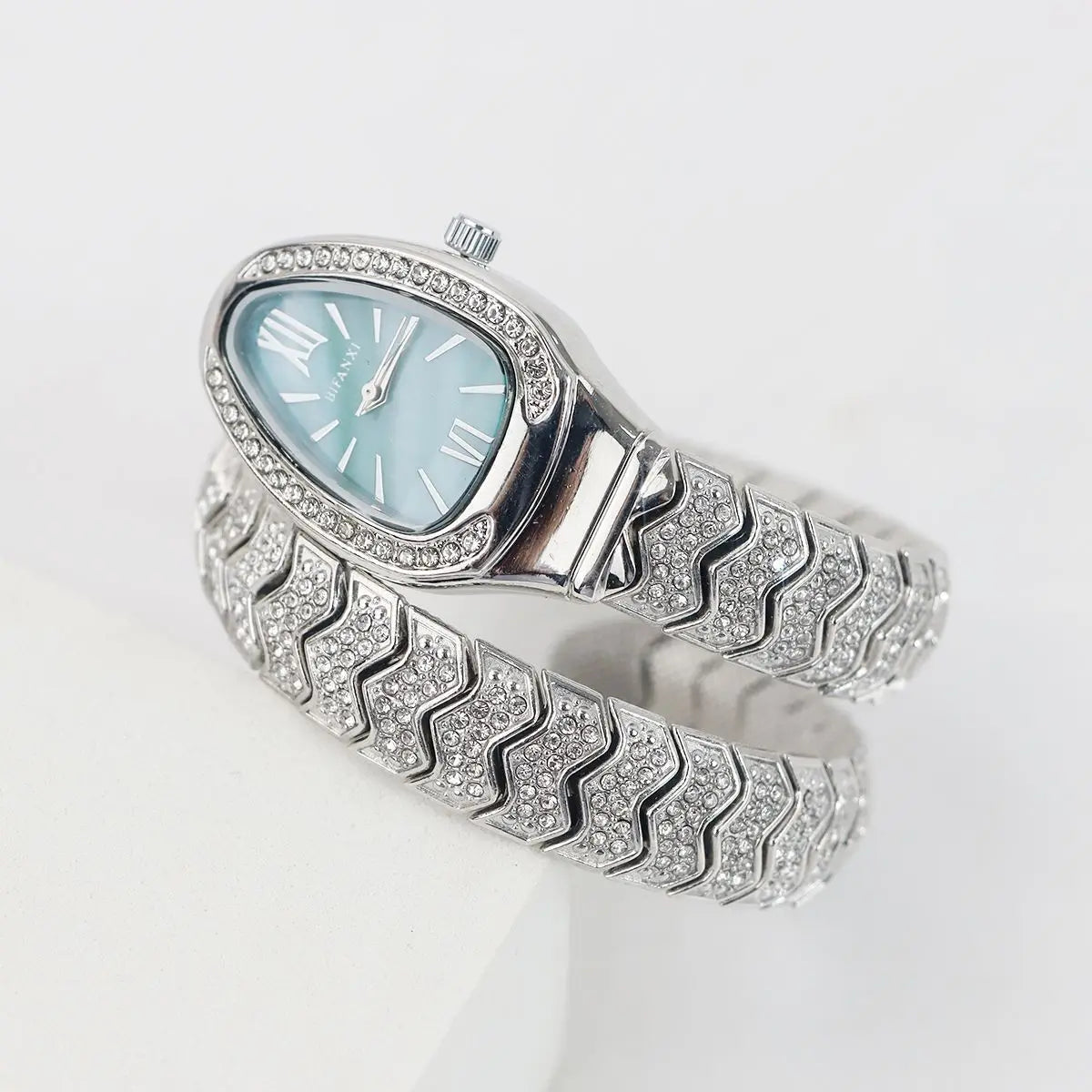 Snake-Design Full-Diamond Bling Luxury Quartz Watch