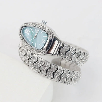 Snake-Design Full-Diamond Bling Luxury Quartz Watch